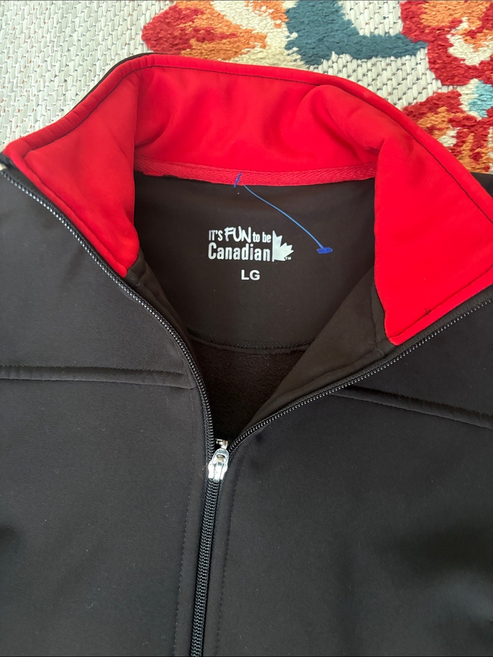Men's Black Jacket with Red Trim - Unbranded - Picture 2 of 4